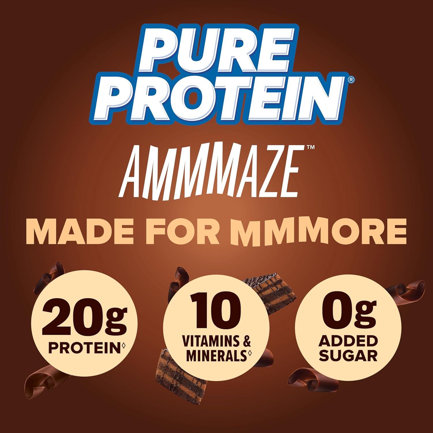 image:imagePure Protein AMMMAZE Blackout Cake Protein Bars 12 Count 20g Protein 3g Fiber No Added Sugar Chocolate Meal Replacement On the Go SnacksBlackout Cake
