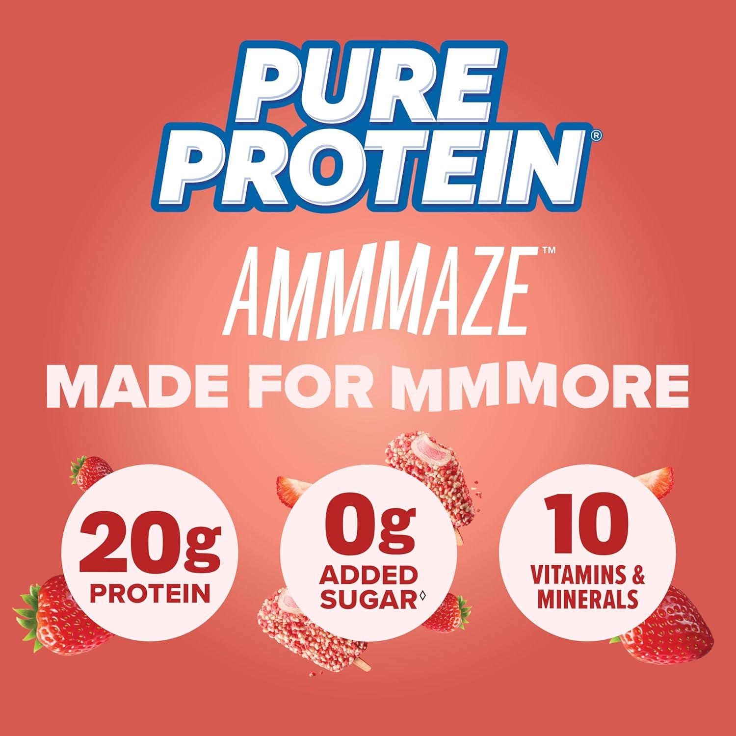 image:imagePure Protein AMMMAZE Blackout Cake Protein Bars 12 Count 20g Protein 3g Fiber No Added Sugar Chocolate Meal Replacement On the Go SnacksStrawberry Shortcake