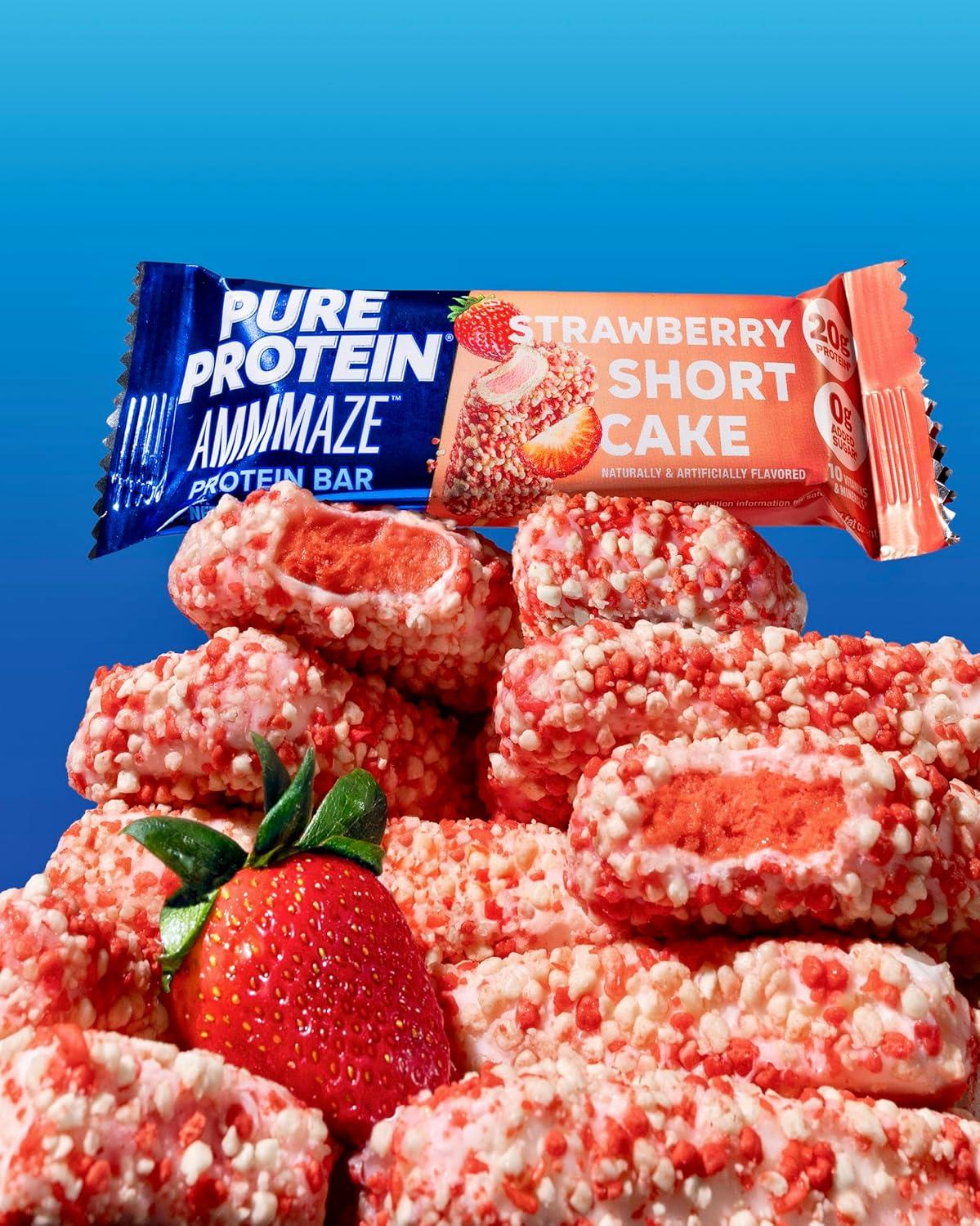 image:imagePure Protein AMMMAZE Blackout Cake Protein Bars 12 Count 20g Protein 3g Fiber No Added Sugar Chocolate Meal Replacement On the Go SnacksStrawberry Shortcake