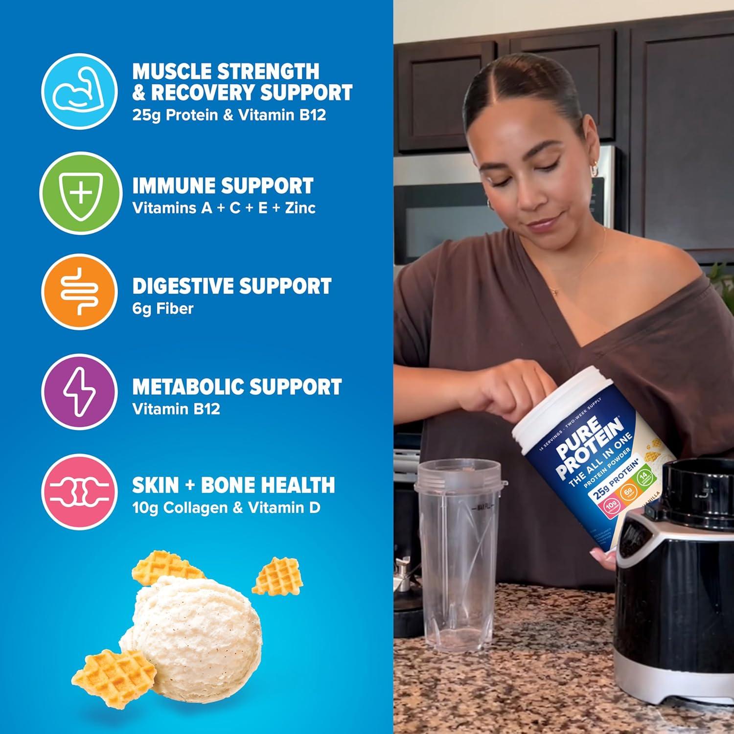 image:imagePure Protein AllInOne Powder Rich Chocolate Whey amp Collagen High Fiber Vitamins No Added Sugar NonGMO GlutenFree 125lbVanilla