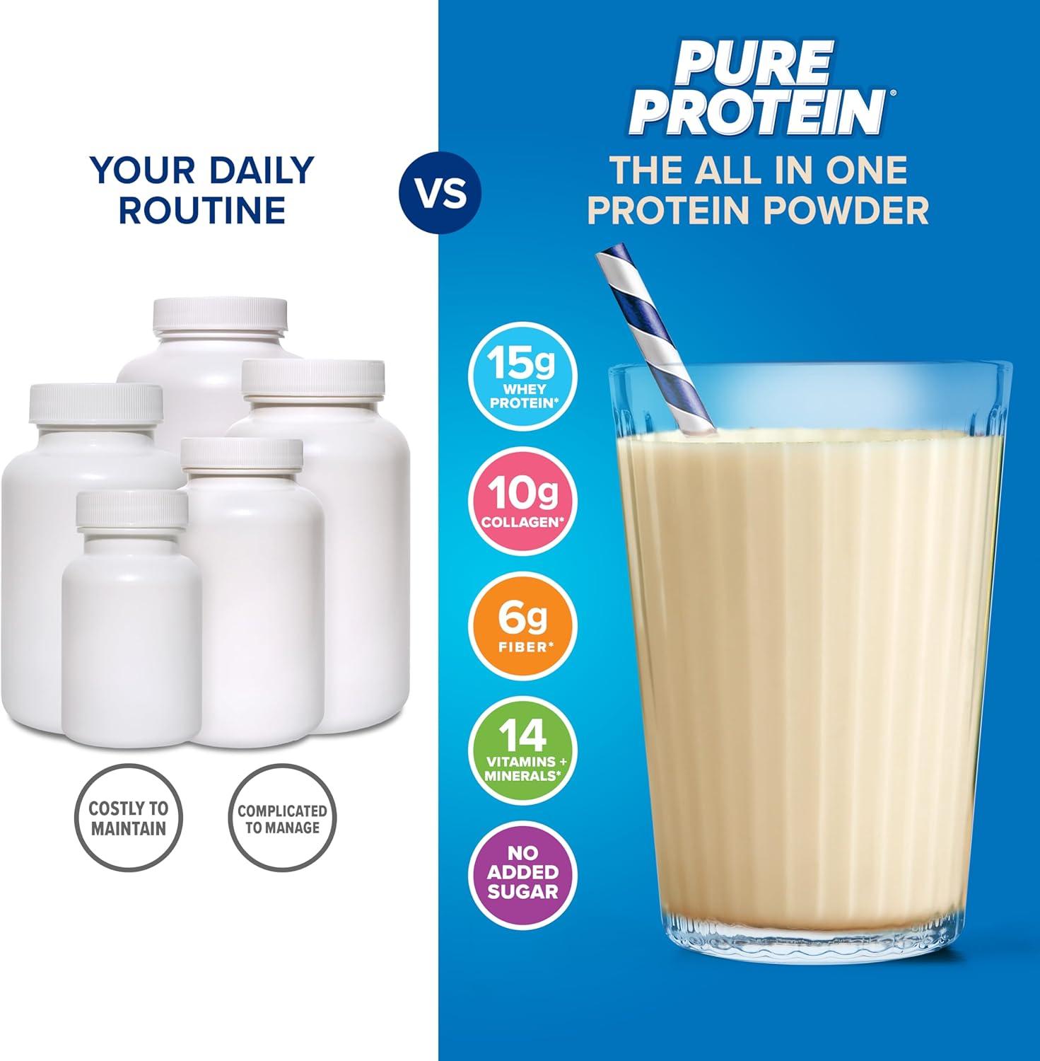 image:imagePure Protein AllInOne Powder Rich Chocolate Whey amp Collagen High Fiber Vitamins No Added Sugar NonGMO GlutenFree 125lbVanilla
