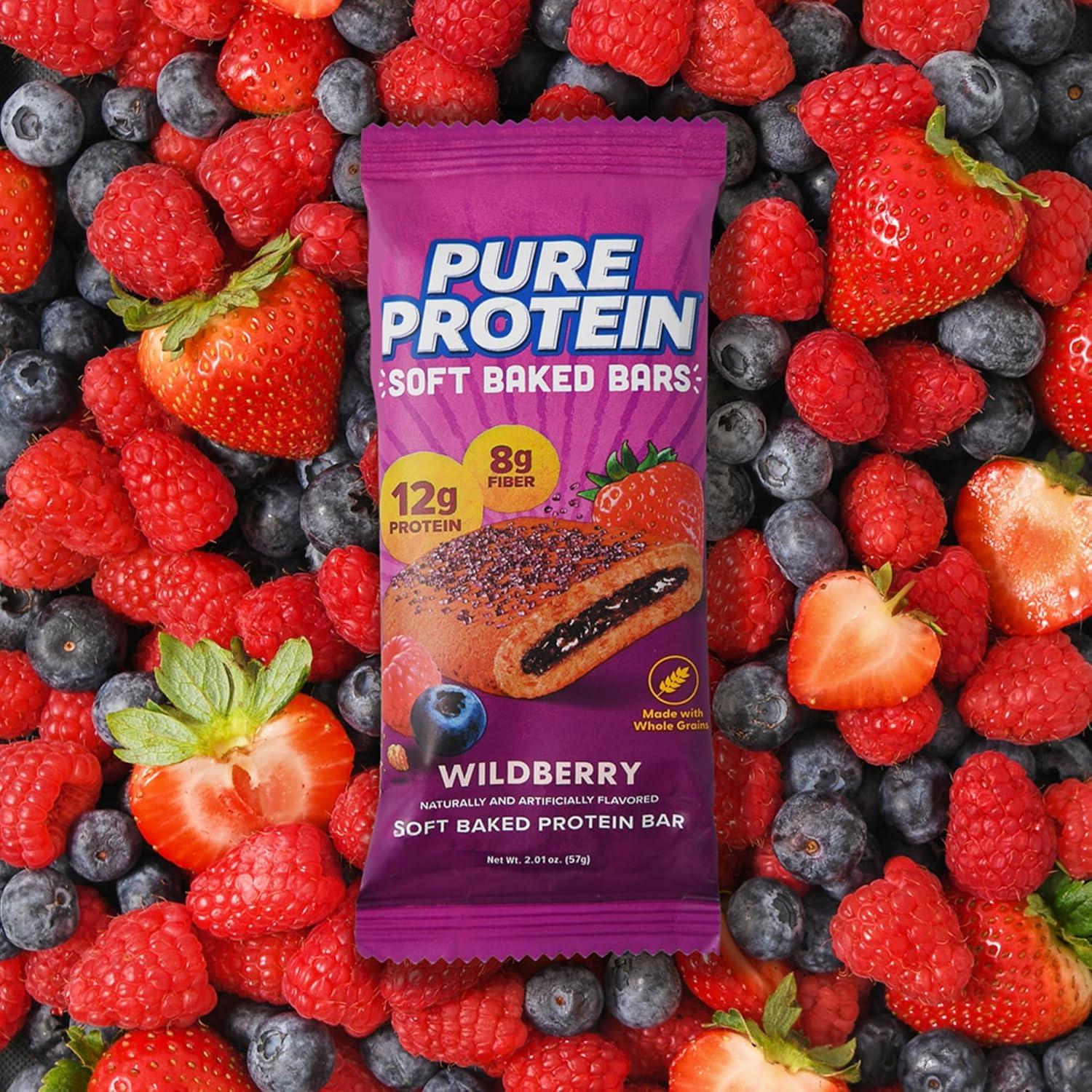 image:imagePure Protein Apple Cinnamon Soft Baked Protein Bars 12g Protein 7g Fiber Whole Grain Breakfast Bars High Fiber Individually Wrapped Protein Snacks for OntheGo 10 CountWildberry