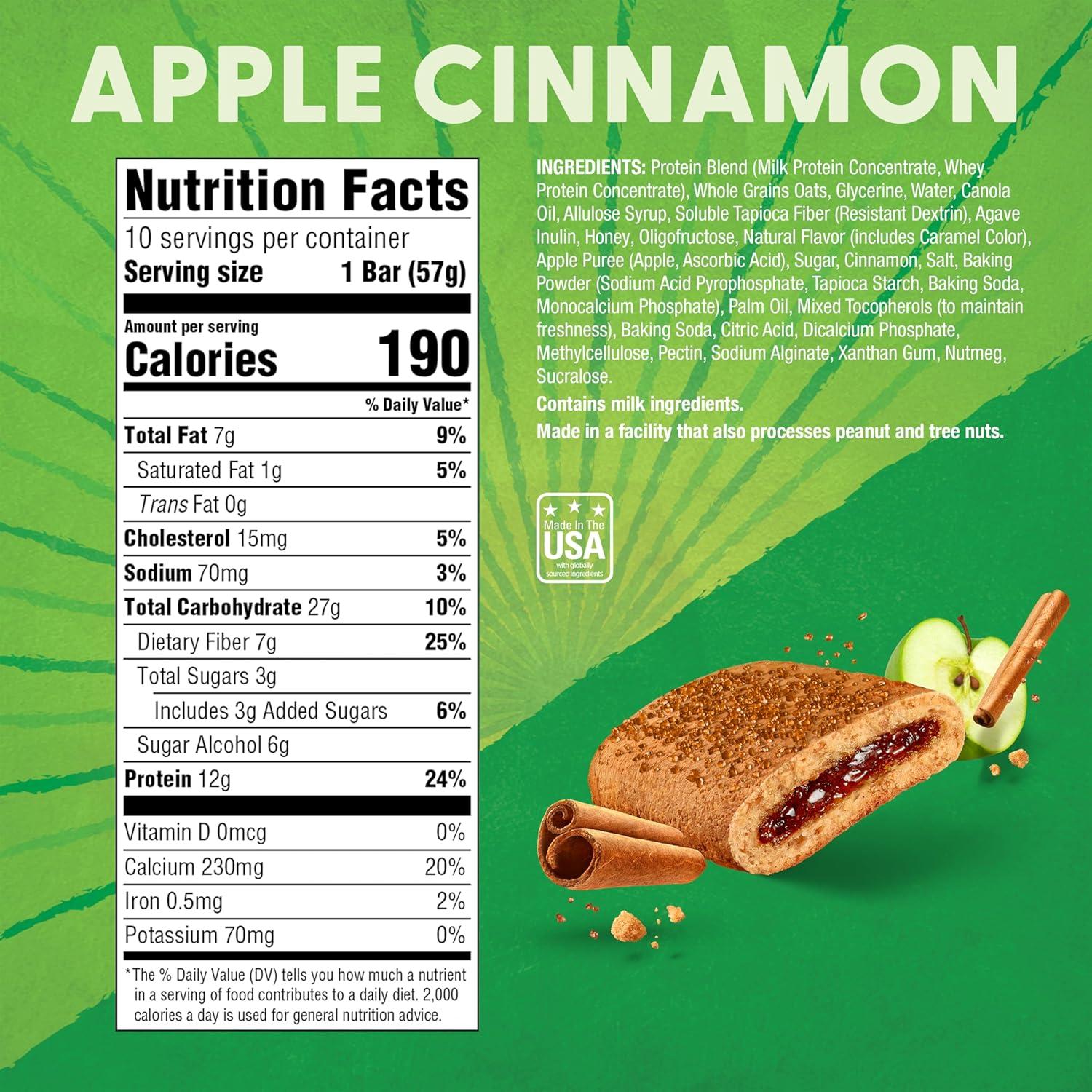 image:imagePure Protein Apple Cinnamon Soft Baked Protein Bars 12g Protein 7g Fiber Whole Grain Breakfast Bars High Fiber Individually Wrapped Protein Snacks for OntheGo 10 CountApple Cinnamon