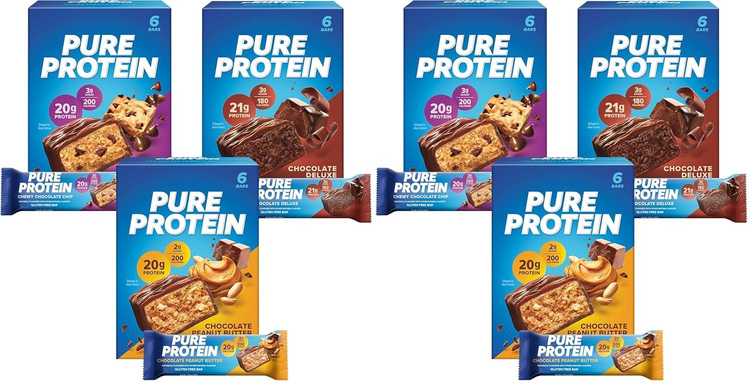 image:imagePure Protein Bars High Protein Nutritious Snacks to Support Energy Low Sugar Gluten Free Variety Pack 176oz 18 PackVariety Pack