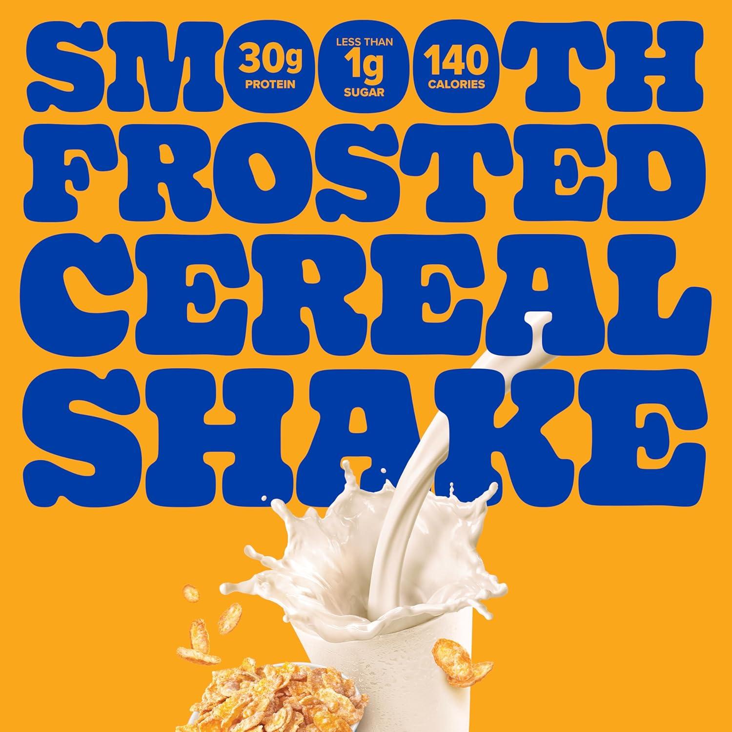 image:imagePure Protein Complete Protein Shake Frosted Cereal 30g High Protein Drink Less than 1g Sugar 4g Fiber Ready to Drink Non GMO OntheGo Shakes 11oz Bottles 12 PackFrosted Cereal