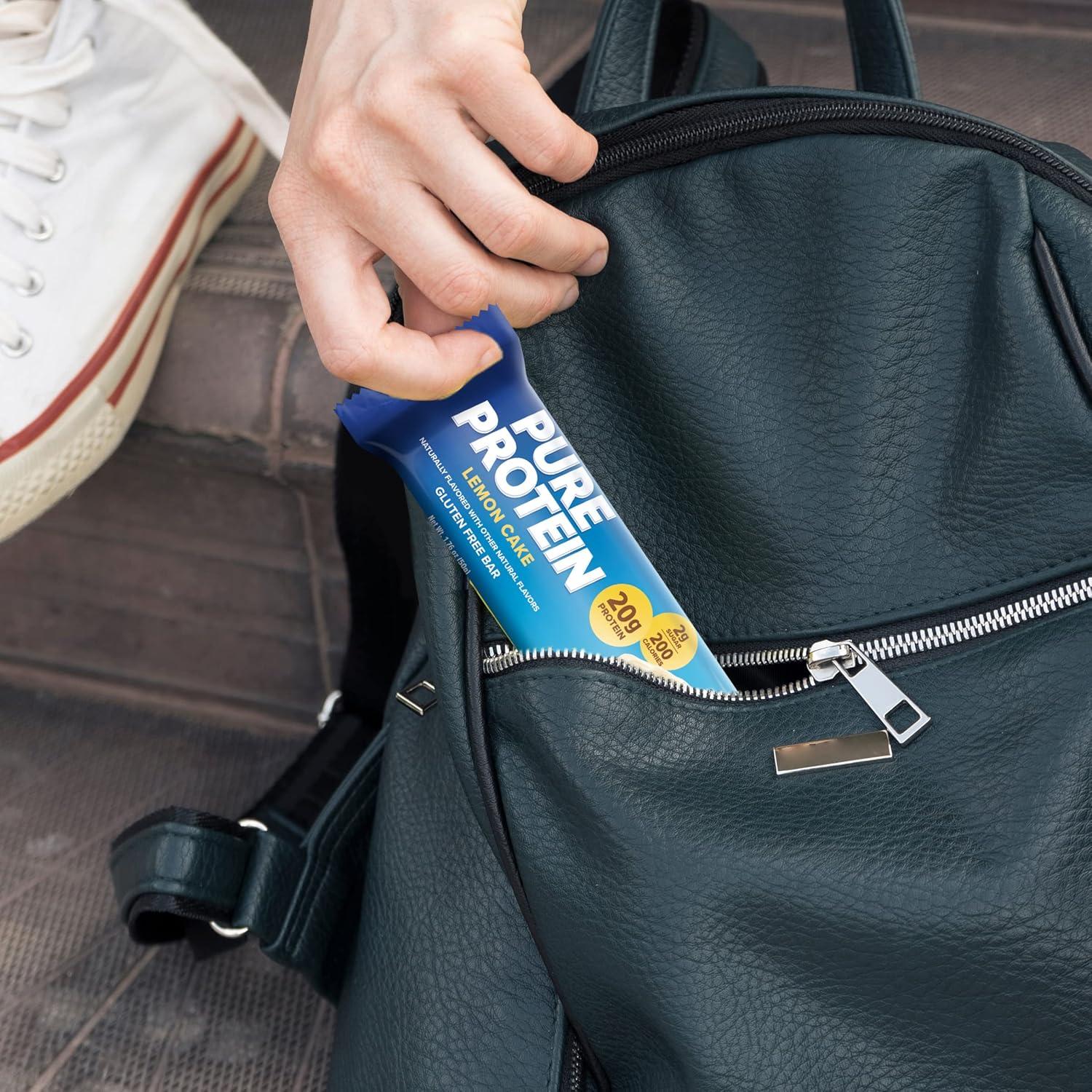 image:imagePure Protein Galactic Brownie Protein Bars 20g Protein 3g Sugar 190 Calories 12 count Low Sugar High Protein Snack Gluten Free Perfect for a Healthy SnackLemon Cake