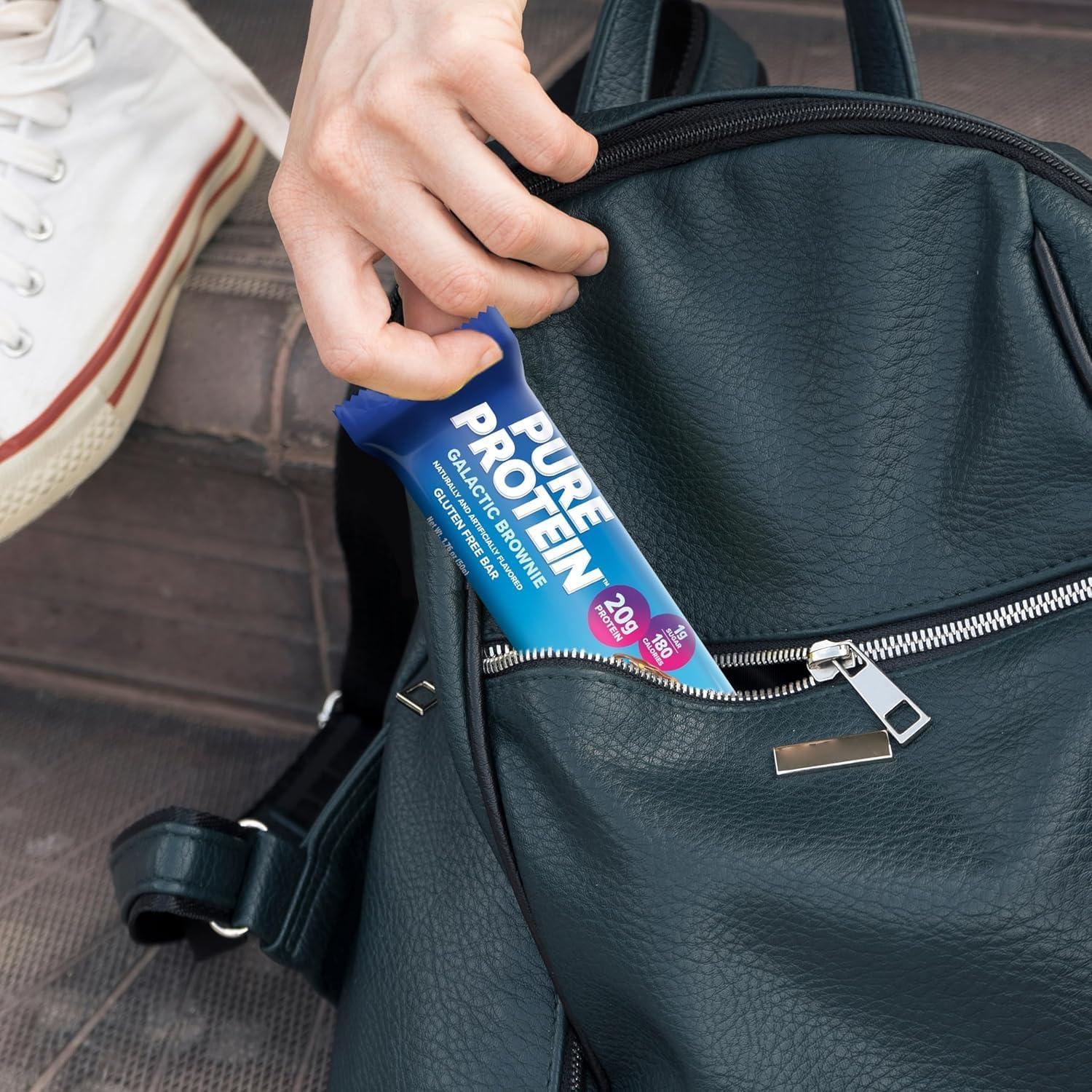 image:imagePure Protein Galactic Brownie Protein Bars 20g Protein 3g Sugar 190 Calories 12 count Low Sugar High Protein Snack Gluten Free Perfect for a Healthy SnackTrial Pack