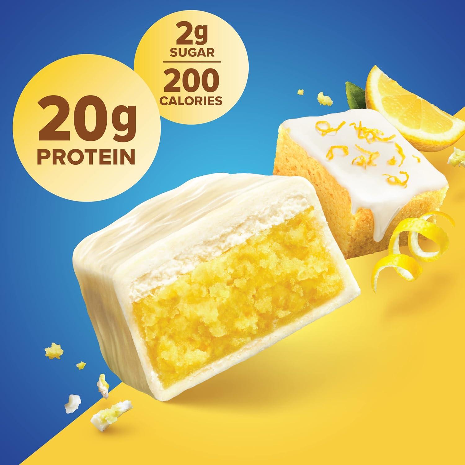 image:imagePure Protein Galactic Brownie Protein Bars 20g Protein 3g Sugar 190 Calories 12 count Low Sugar High Protein Snack Gluten Free Perfect for a Healthy SnackLemon Cake