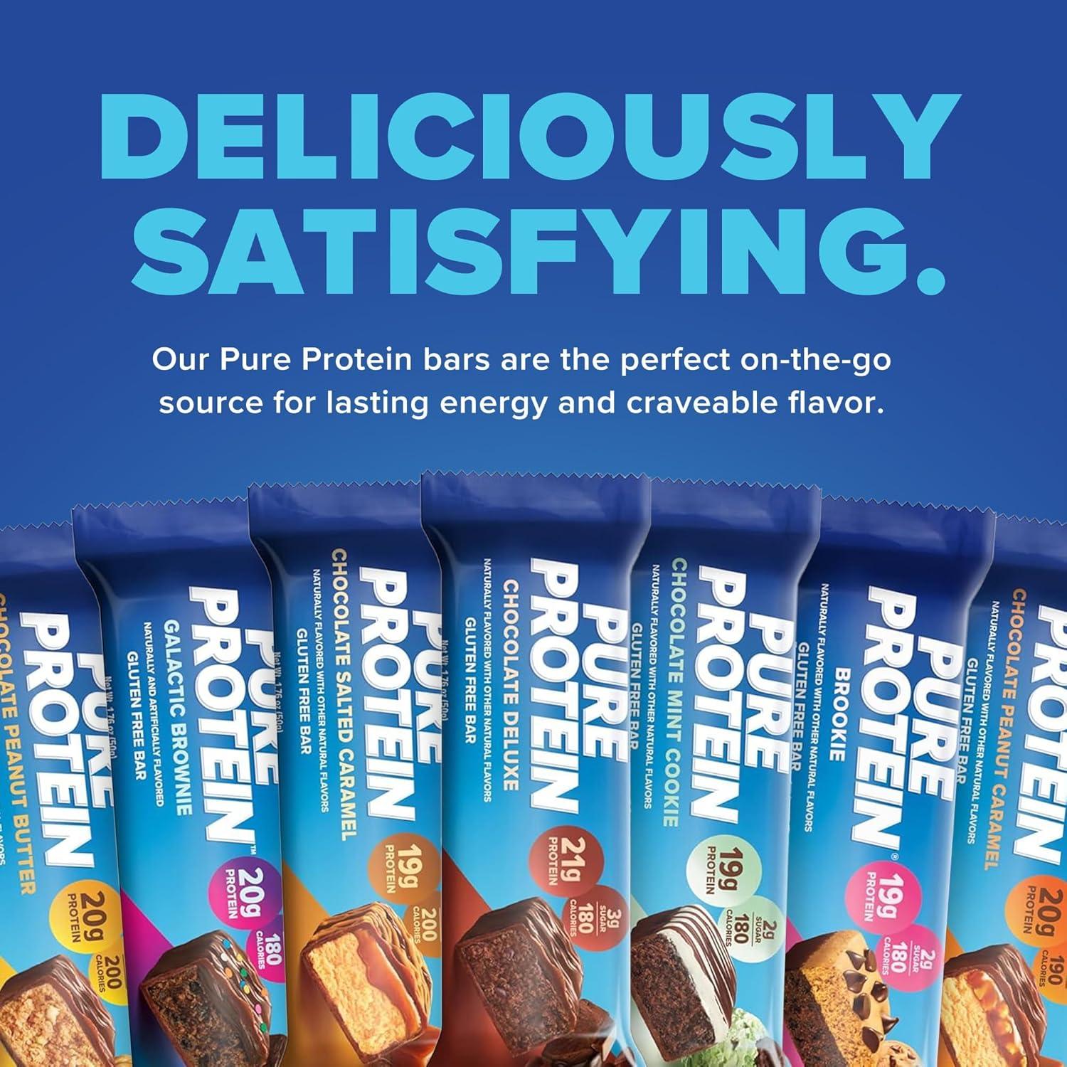 image:imagePure Protein Galactic Brownie Protein Bars 20g Protein 3g Sugar 190 Calories 12 count Low Sugar High Protein Snack Gluten Free Perfect for a Healthy SnackTrial Pack