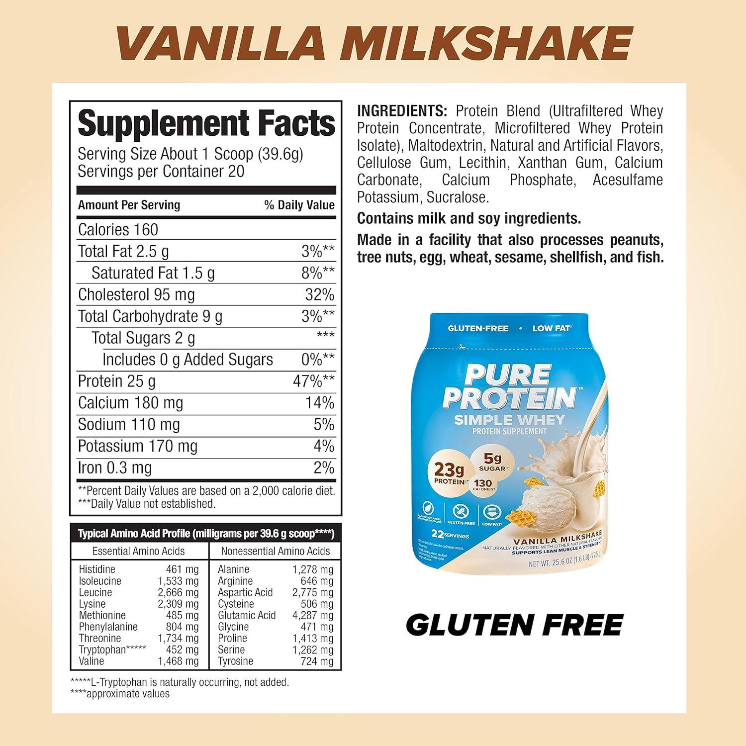 image:imagePure Protein Powder Natural Whey High Protein Low Sugar Gluten Free French Vanilla 16 lbs