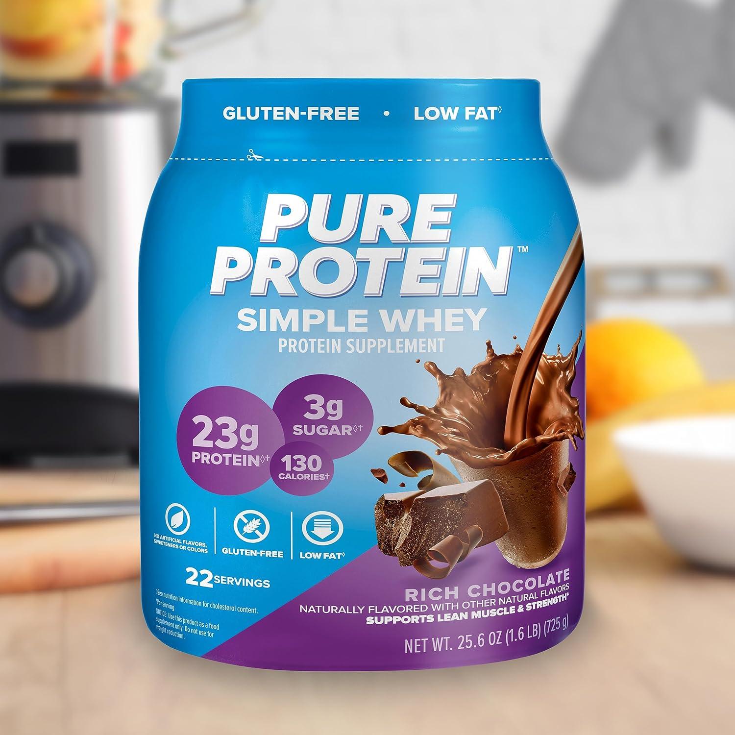 image:imagePure Protein Simple Whey Protein Powder Gluten Free 23G Protein Rich Chocolate 16lbs16 Pound Pack of 1