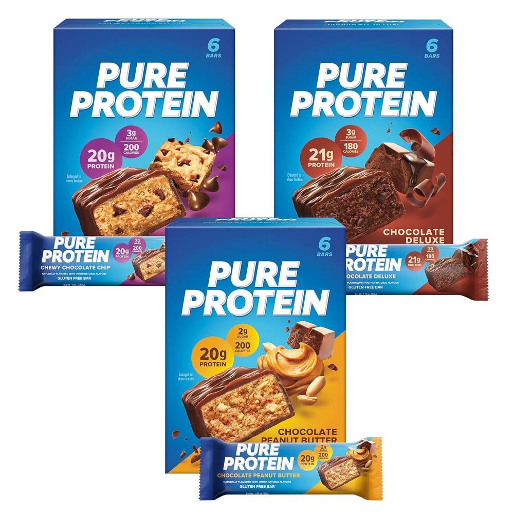 image:imagePure Protein Bars High Protein Nutritious Snacks to Support Energy Low Sugar Gluten Free Variety Pack 176oz 18 PackVariety Pack