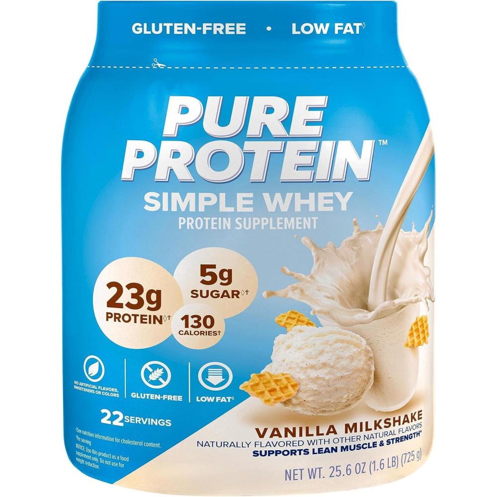 image:imagePure Protein Powder Natural Whey High Protein Low Sugar Gluten Free French Vanilla 16 lbs