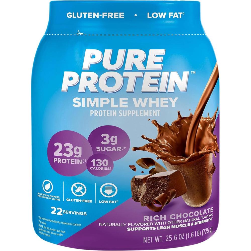 image:imagePure Protein Simple Whey Protein Powder Gluten Free 23G Protein Rich Chocolate 16lbs16 Pound Pack of 1