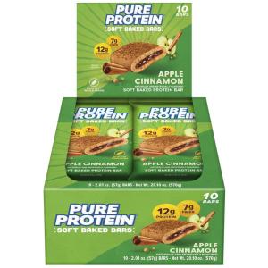 image:imagePure Protein Apple Cinnamon Soft Baked Protein Bars  12g Protein 7g Fiber Whole Grain Breakfast Bars High Fiber Individually Wrapped Protein Snacks for OntheGo  10 CountApple Cinnamon
