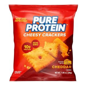 image:imagePure Protein Cheesy Crackers Hot and Spicy High Protein Snack 10G Protein 134 oz 12 CountCheddar Cheese