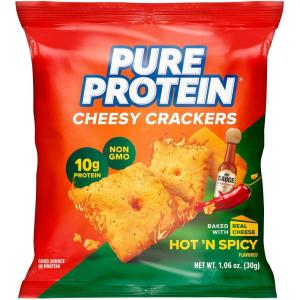 image:imagePure Protein Cheesy Crackers Hot and Spicy High Protein Snack 10G Protein 134 oz 12 CountHot and Spicy