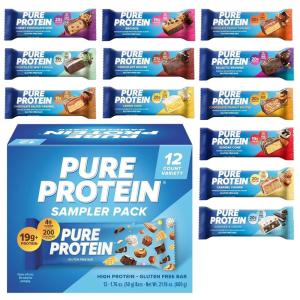 image:imagePure Protein Galactic Brownie Protein Bars  20g Protein 3g Sugar 190 Calories 12 count Low Sugar High Protein Snack  Gluten Free  Perfect for a Healthy SnackTrial Pack