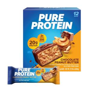 image:imagePure Protein Galactic Brownie Protein Bars  20g Protein 3g Sugar 190 Calories 12 count Low Sugar High Protein Snack  Gluten Free  Perfect for a Healthy SnackChocolate Peanut Butter